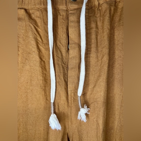 O’Neill Linen Blend Drawstring Pants Size Medium Burnt Orange - Picture 2 of 5